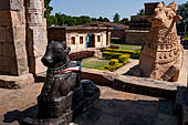 The great Chola temples of Tamil Nadu - The Brihadisvara temple of Gangaikondacholapuram. The large Nandi positioned to the east of the main temple.  